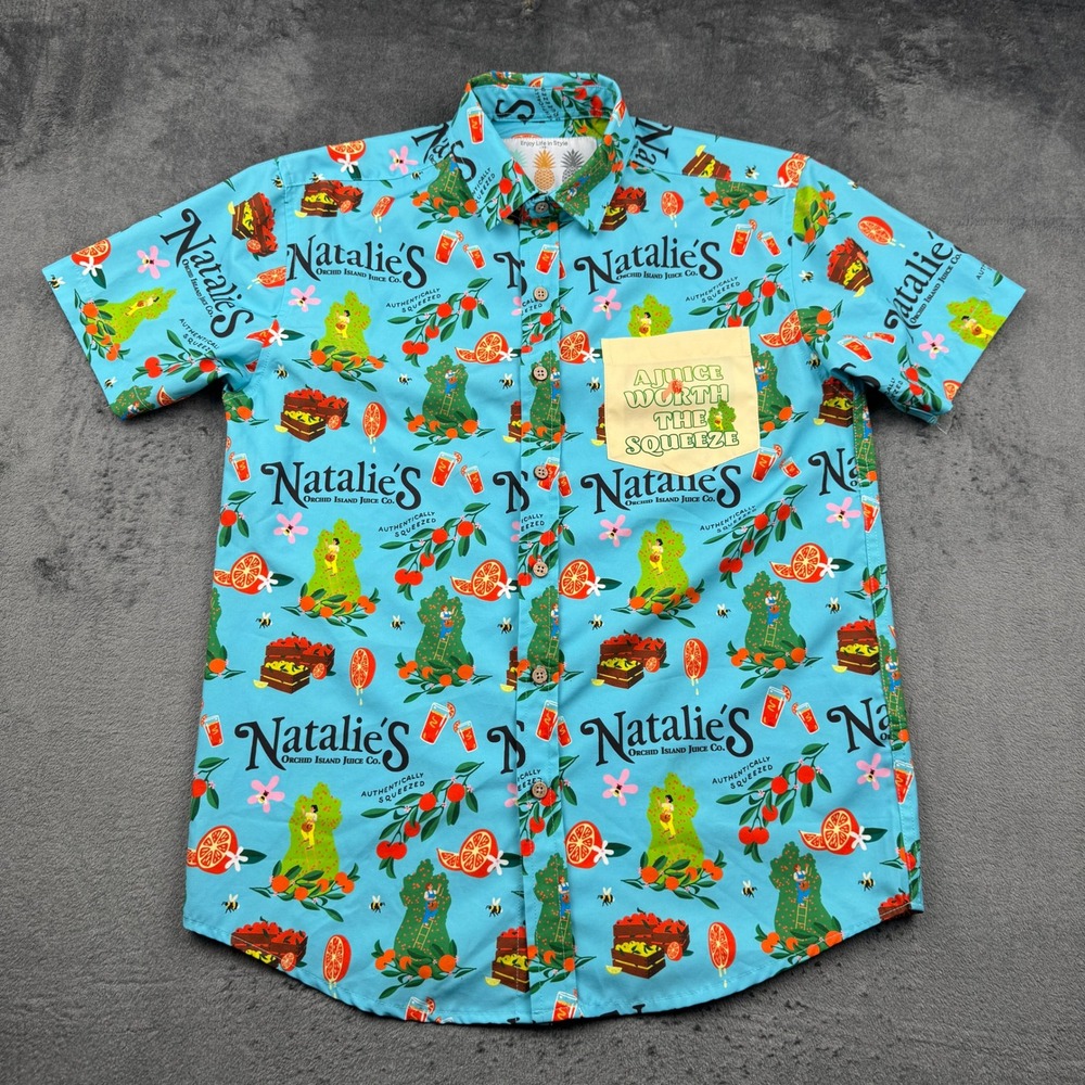 Tropical Bros Natalie's Juice Shirt Mens XS Short Sleeve Fruit Print Excellent